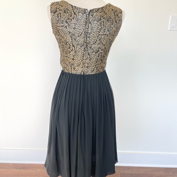 Vintage Gold And Black Brocade And Chiffon Midi Cocktail Dress - Picture 5 of 10